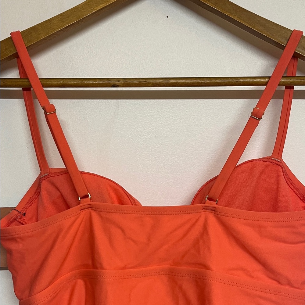 Shade & Shore XL/16 Coral Pink One Piece Swimsuit, Full Coverage, New, Vacation - Picture 5 of 7